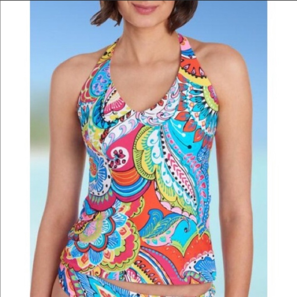 NWT Anne Cole Paisley Halter Tankini Top‎
